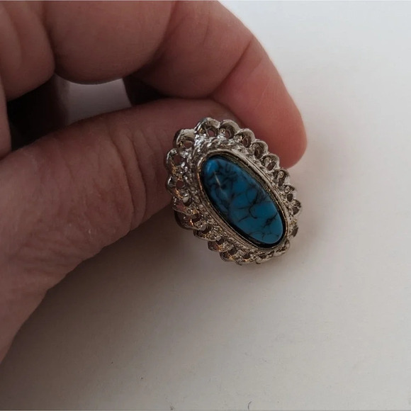 Faux Turquoise and Silver Ring - Picture 4 of 5